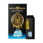Muha Meds Blue Dream Hybrid 2G disposable vape pen against a clean background, highlighting its sleek design.