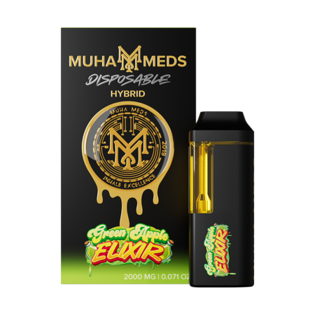 Green Apple Elixir Hybrid 2000mg THC disposable vape pen, sleek and modern design.