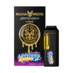Muha Meds Lavender Lemon Lift 2G Hybrid disposable vape pen against a clean background.