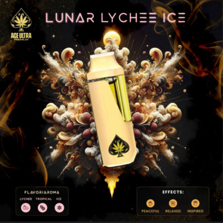 ACE LUNAR LYCHEE ICE disposable vape pen showcasing its sleek, modern design.