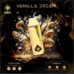 A close-up of the ACE VANILLA DREAM vape, highlighting its sleek design and branding against a dreamy background.
