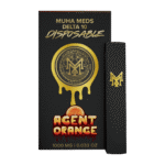A sleek, orange-accented Agent Orange Disposable vape pen shown against a clean, modern background.