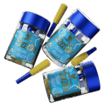 A sleek disposable vape pen showcasing the vibrant Blue Razz Hybrid branding.