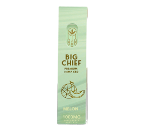 A sleek Big Chief Melon disposable CBD vape pen shown against a clean background, highlighting its melon flavor.