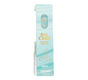 A Big Chief Mint 1000mg CBD Disposable Vape Pen ready for use.