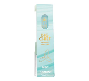 A Big Chief Mint 1000mg CBD Disposable Vape Pen ready for use.