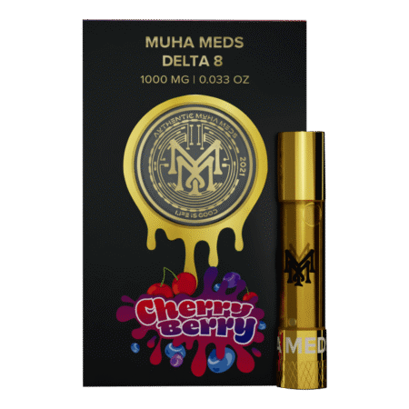 A close-up of the Cherry Berry vape cartridge, highlighting its premium oil and sleek design.