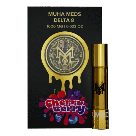A close-up of the Cherry Berry vape cartridge, highlighting its premium oil and sleek design.