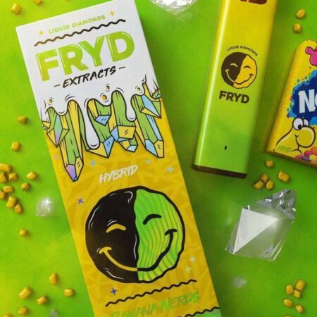 FRYD Disposable Banana Nerdz vape pen showcasing its colorful packaging and sleek design.