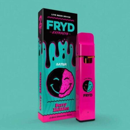 FRYD Disposable Berry Zkittles vape pen in its packaging, showcasing the colorful design and branding.
