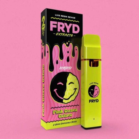 FRYD Disposable Pink Guava Gelato vape pen showing its sleek packaging and vibrant pink and white design.