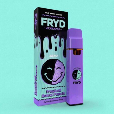 FRYD Disposable Tropical Runtz Punch vape pen showcasing its colorful packaging and sleek design.