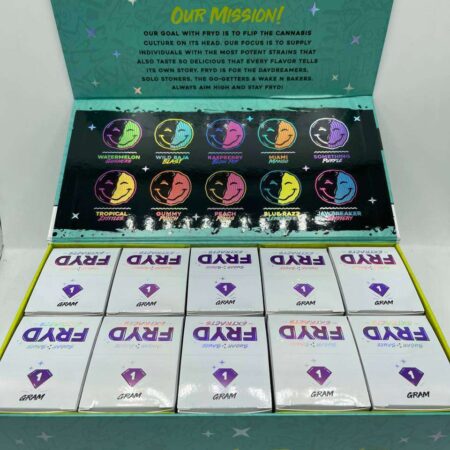 Fryd Extracts Disposable Carts Master Box containing 100 assorted flavor vapes.