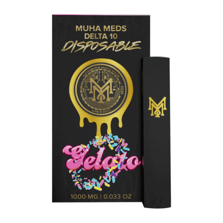 A sleek, ready-to-use Gelato Disposable vape pen held against a clean background, highlighting its portability.