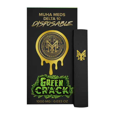 A sleek, ready-to-use Green Crack Disposable vape pen against a clean background.