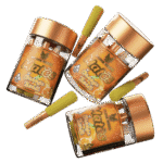 A high-quality Orange Burst Hybrid vape cart with vibrant packaging.