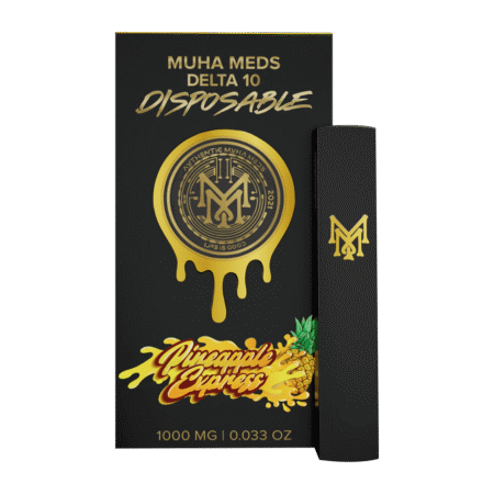A sleek, yellow Pineapple Express disposable vape pen, showcasing its portable and user-friendly design.