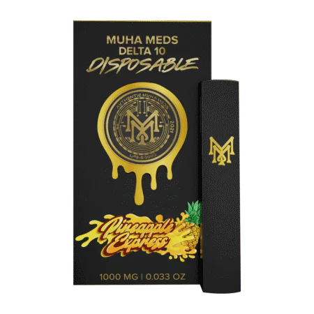 A sleek, yellow Pineapple Express disposable vape pen, showcasing its portable and user-friendly design.