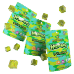 A package of Sour Apple Muha Meds Mambas edibles with green apple illustrations.