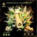 A premium ACE HONEDEW HARMONY vape cartridge with its packaging, showcasing its frosty appearance and quality.